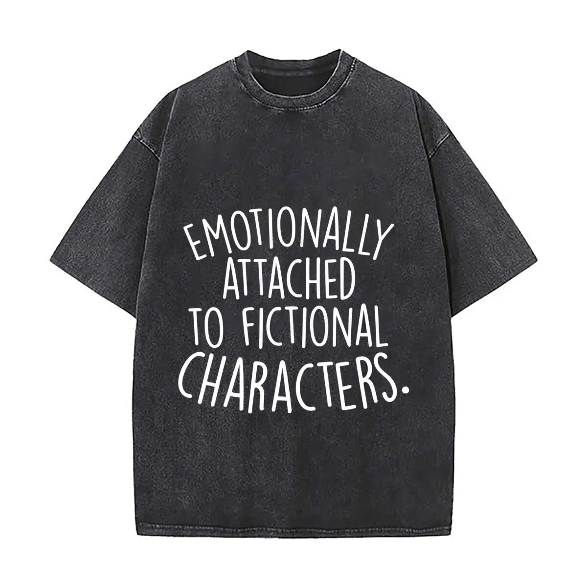 Emotionally Attached To Fictional Characters Book Lover Vintage Distressed Loose Streetwear Tops