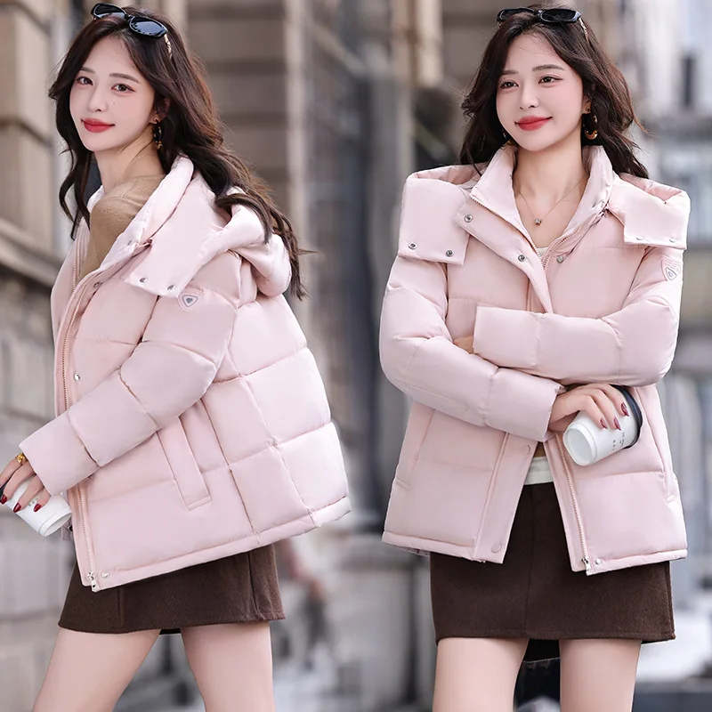

Женская утепленная хлопковая куртка свободного кроя с отстегивающимся капюшоном, большие размеры, осенне-зимняя, в корейском стиле, модная