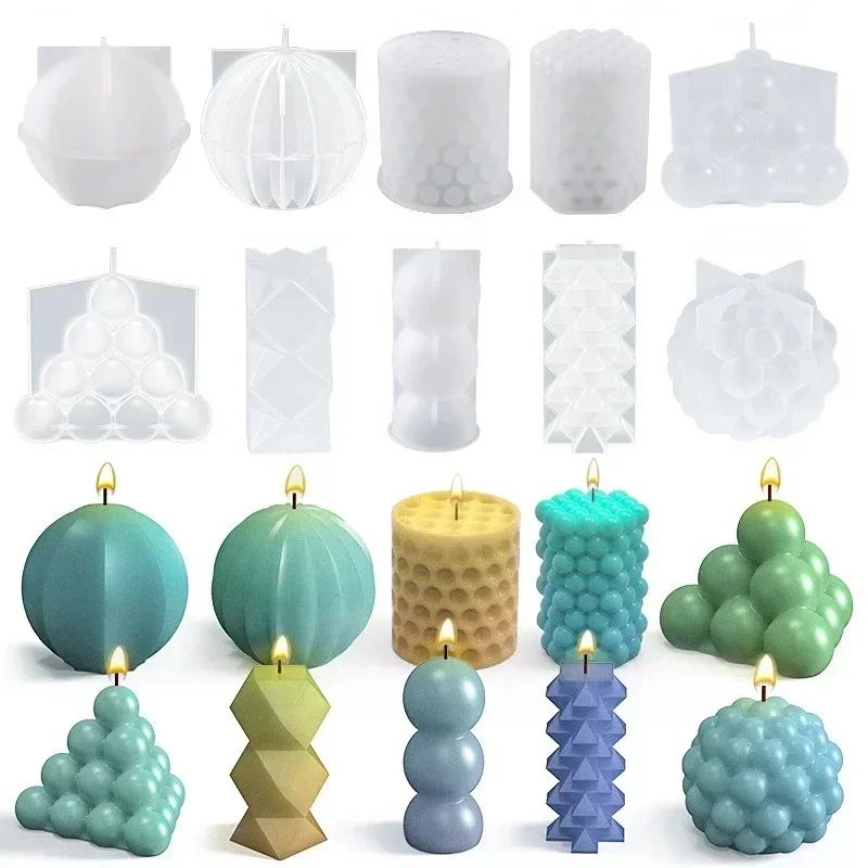 

Silicone Candle Making Mold DIY 3D Geometric Scented Candle Wax Mould Resin Epoxy Chocolate Cake Handmade Craft Form for Candles