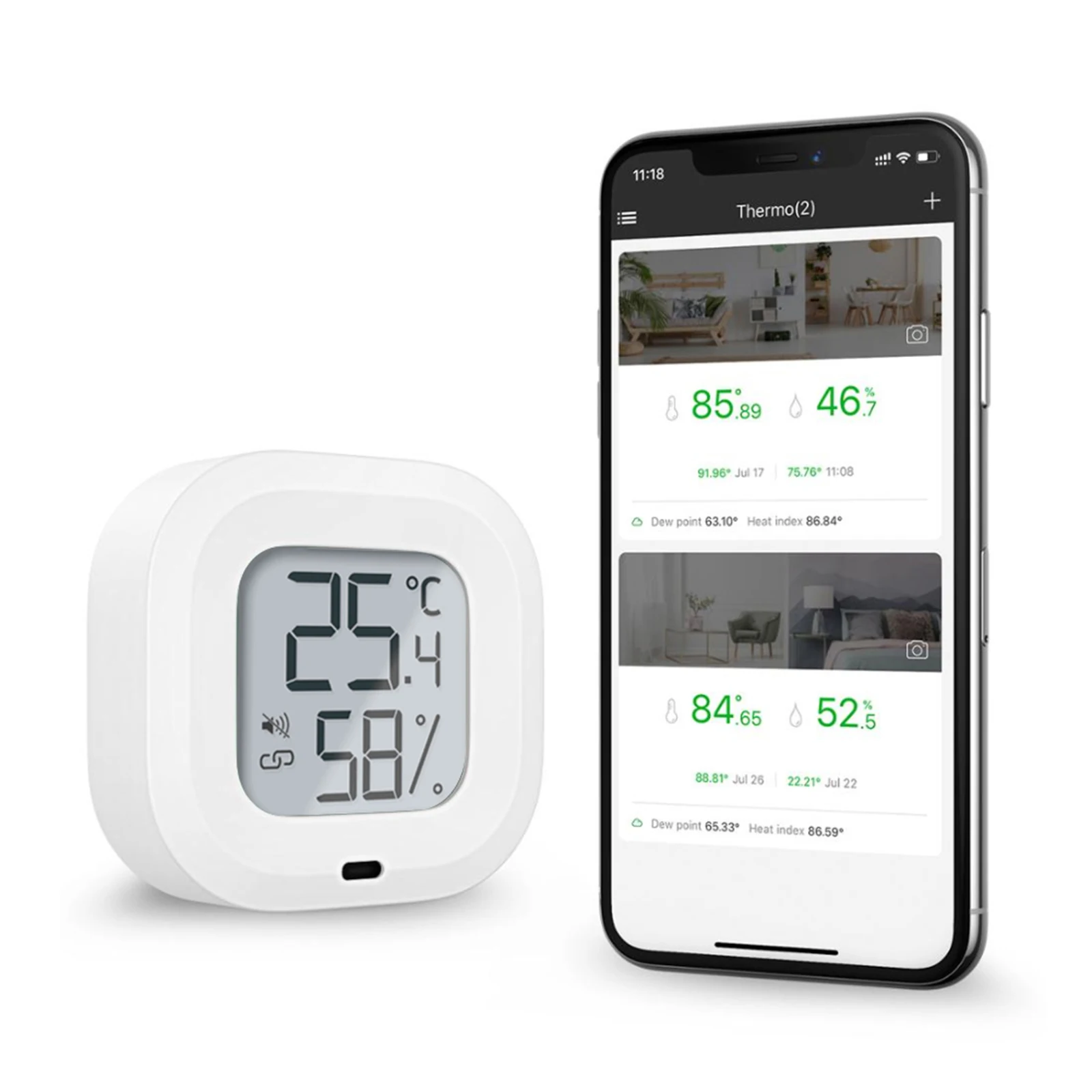 APP Intelligent Temperature and Humidity Meter High Precision Indoor Digital Temperature and Humidity Sensor Record history data