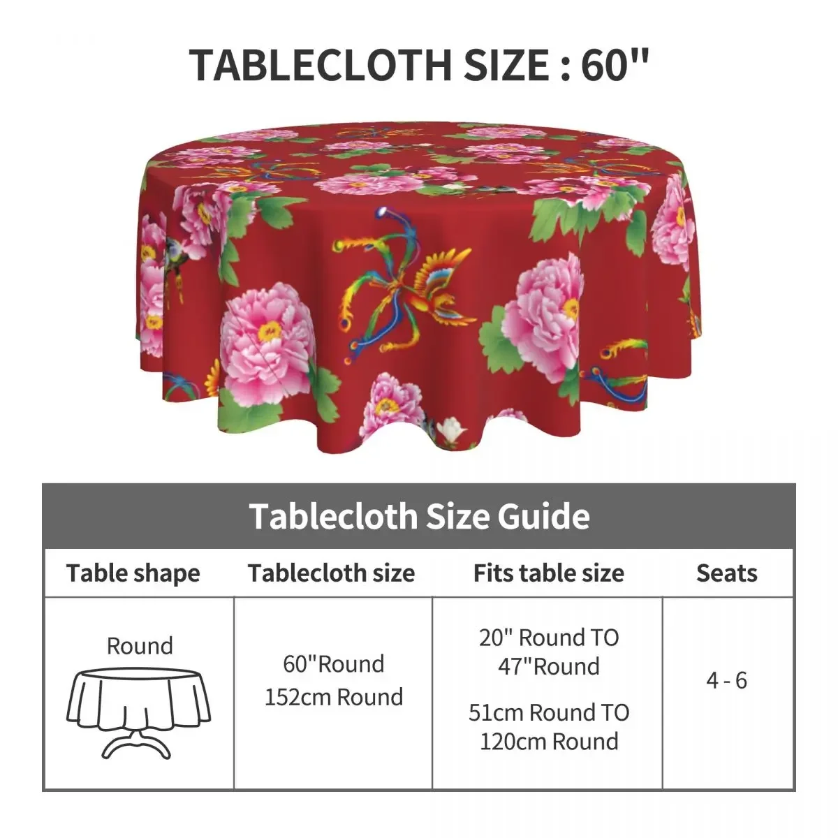 Tablecloth Red Northeast Printing Rose Round Table Cloth Plant Table Cover Tablecloths Living Room Dining Table Decoration