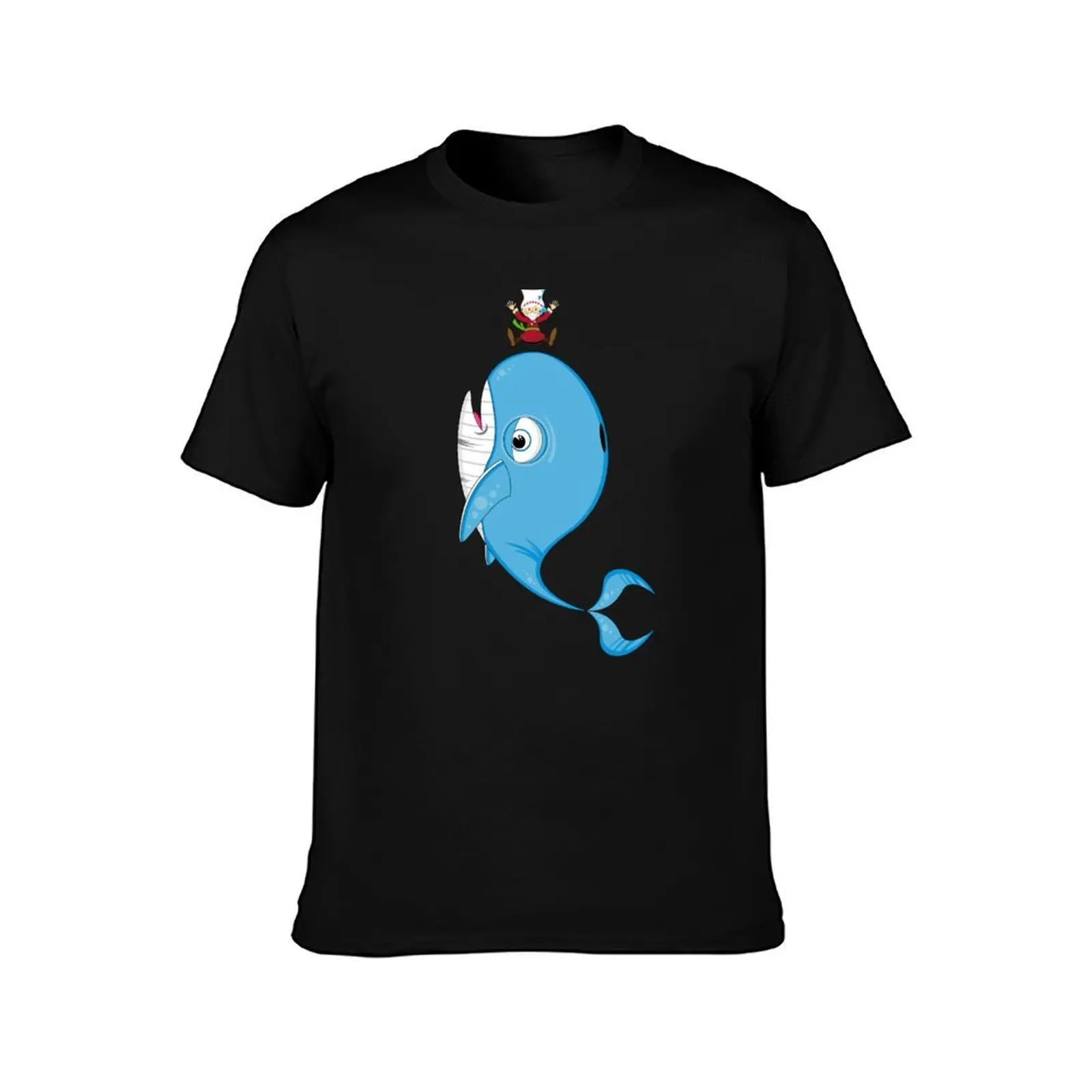 Cartoon Jonah & the Whale T-Shirt Plus Size Non-Shrink T-Shirt