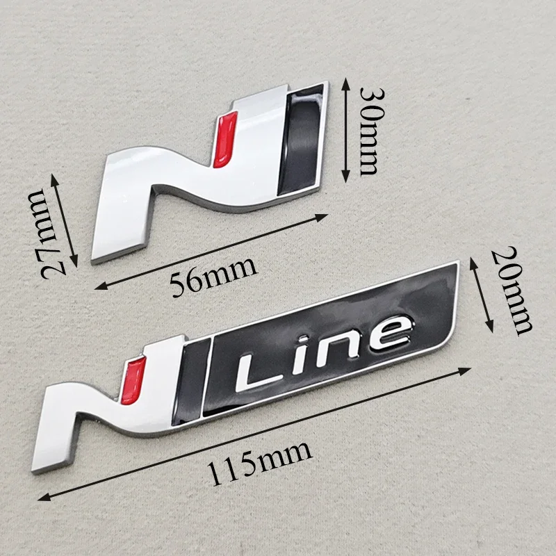 3D Metal NLine N Logo Rear Boot Trunk Emblem Front Grille Badge Decal for I20 I30 Sonata Kona Elantra Tuson Car Stickers - view 4