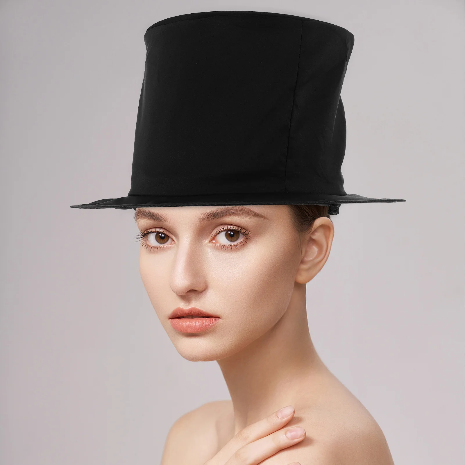 2Pcs Collapsible Black Magician Top Hat Costume Party Hat Stage Tricks Masquerade Christmas Carnival Victorian Costume Hats