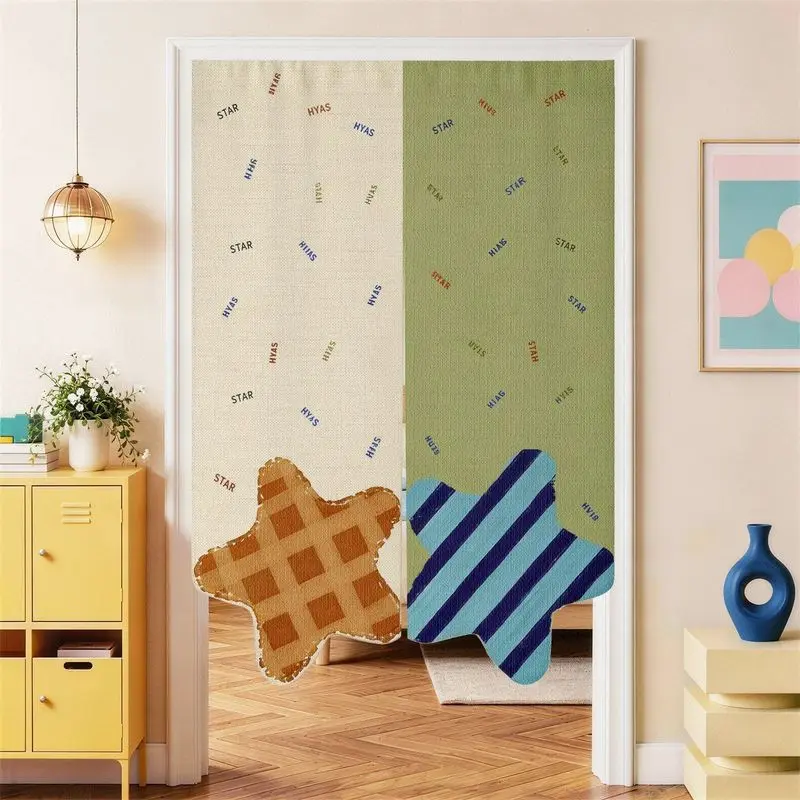 Color Blocking Splicing Lucky Small Tree Door Curtain Christmas Tree No Punching Entrance Bedroom Privacy Partition Curtain