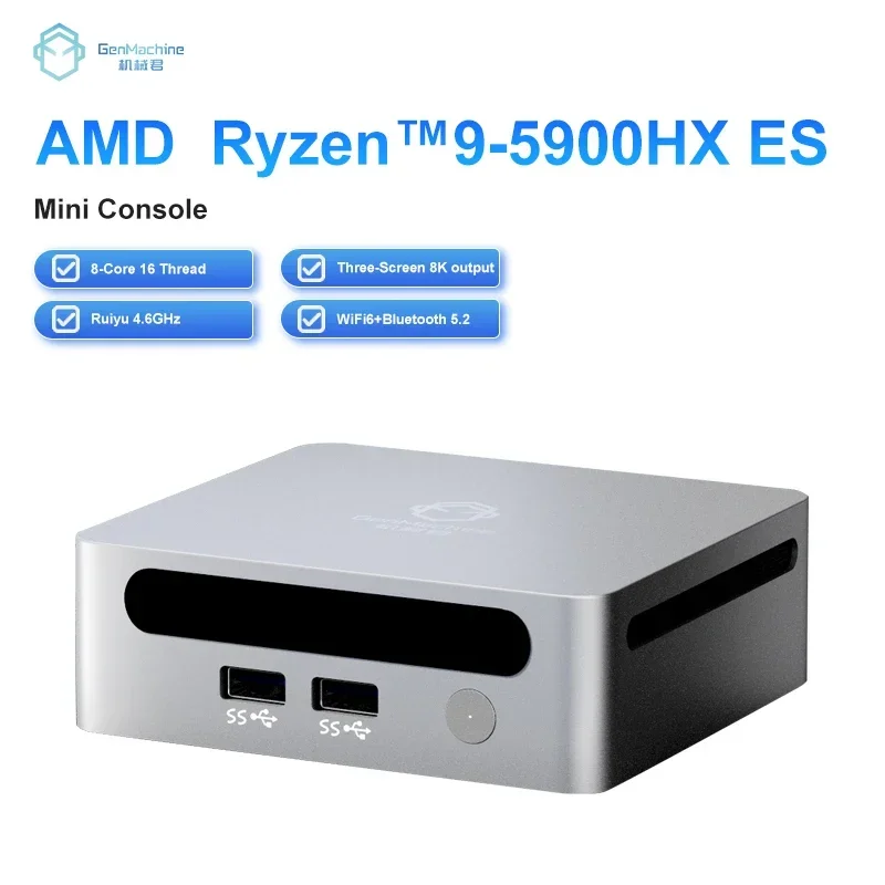 New Mini PC Ryzen 9 5900HX ES Windows 11 DDR4 Max 64GB 3.2GHz Up To 4.6GHz WIFI6 Mini PC Diy Gaming Computer