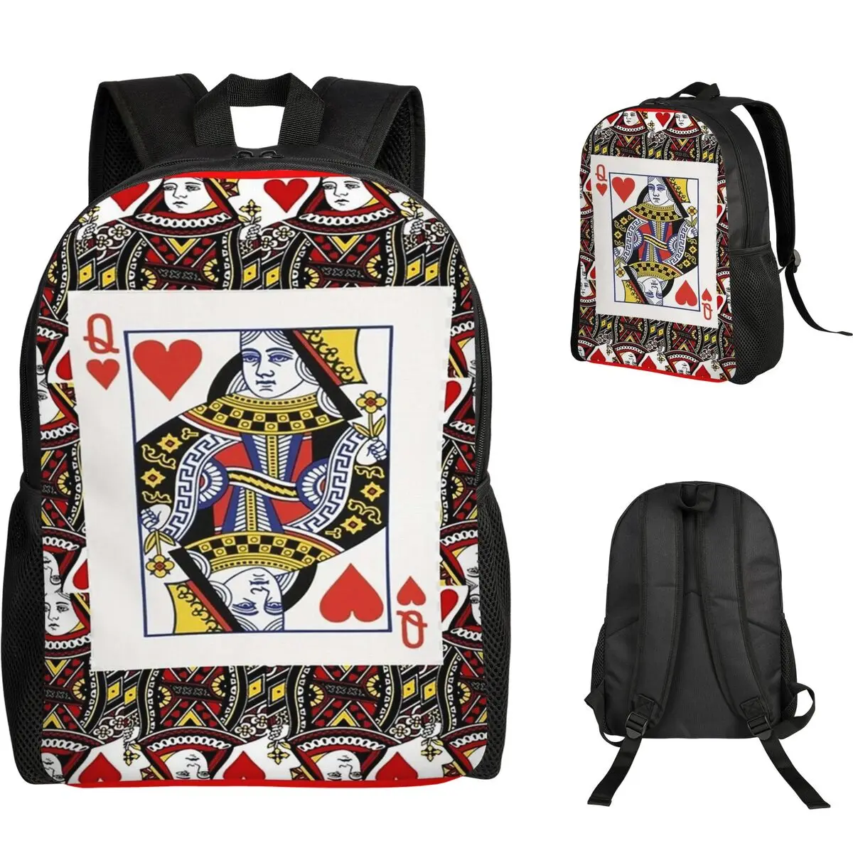

Рюкзак Casino Nights Red Queen Of Hearts для студентов, школьная сумка для мальчиков и девочек, школьная сумка, сумки через плечо для ноутбука
