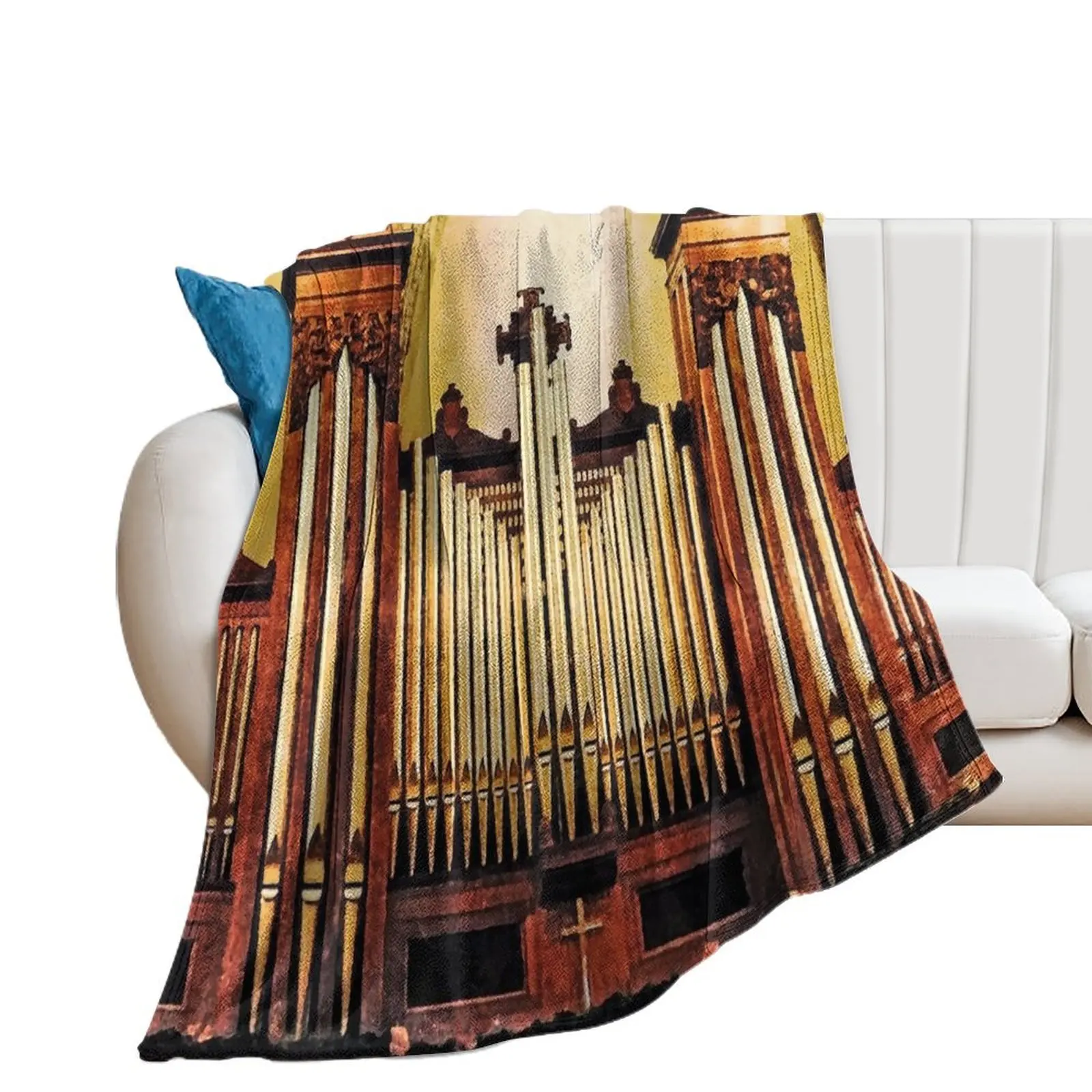 Church Organ Throw Blanket Plush Sofas Decoratives Soft Plaid Blankets