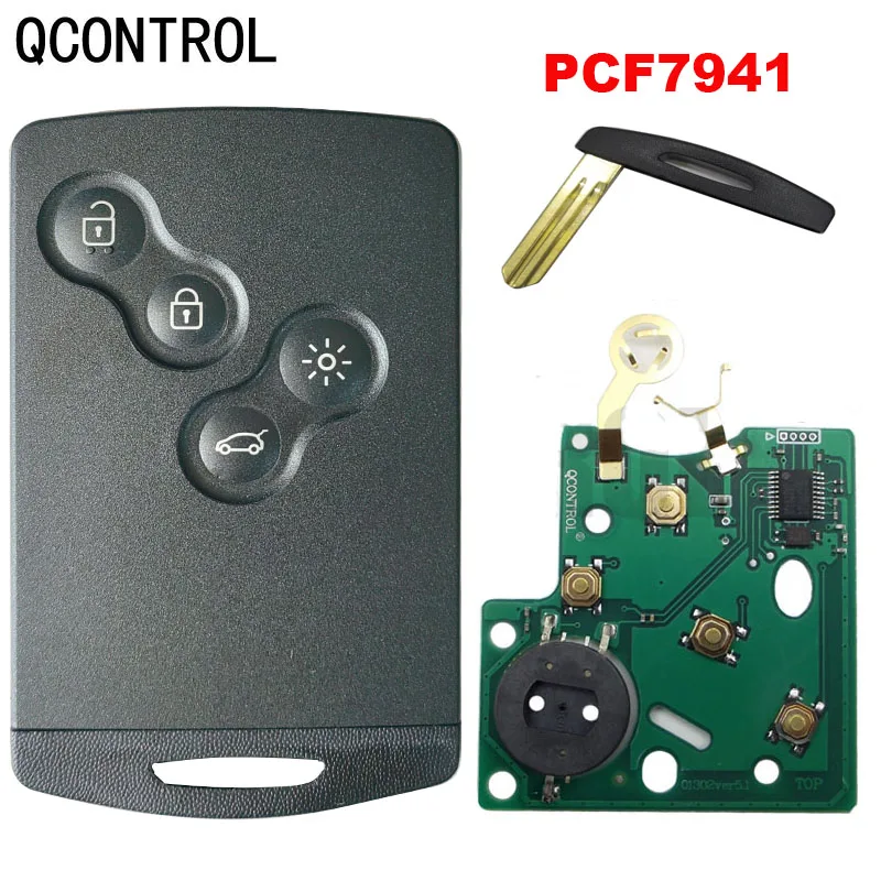 QCONTROL Keyless Go or Half Smart Remote Key 433Mhz PCF7953 PCF7952 PCF7941 4A for Renault Megane III Fluence Laguna III Scenic