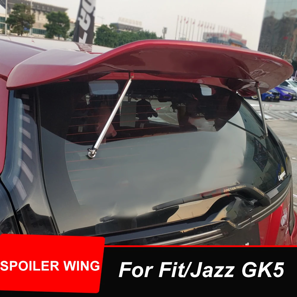 For Honda Fit Jazz GK5 Rear Roof Trunk Lid Car Spoiler Wings 2014 15 16 17 18 19 JDM Exterior Accessories Tuning ABS Parts