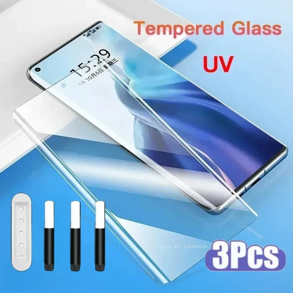 

3PCS UV Tempered Glass For Realme GT7 Pro Racing GT6 GT 6T GT Neo6 SE Full Cover Glue Curing Screen Protector High Definition