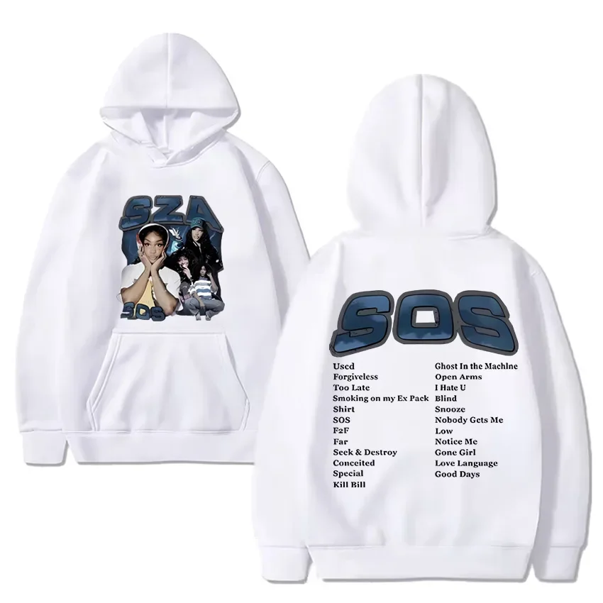 

Singer Sza Music Album Sos Printed Hoodie Men Women vintage Hip Hop streetwear Fleece Long sleeve Unisex pullover Sweatshirt