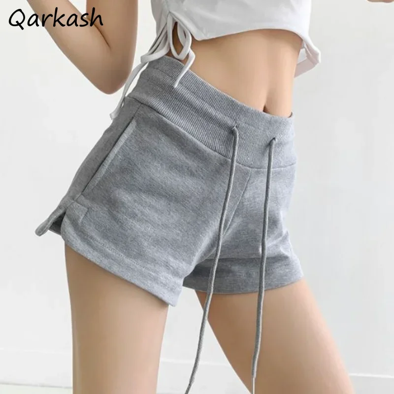 

4 Colors Shorts for Women Solid Sporty Summer All-match Drawstring Ulzzang Style Fashion Classic Daily Students Ins Casual Cozy