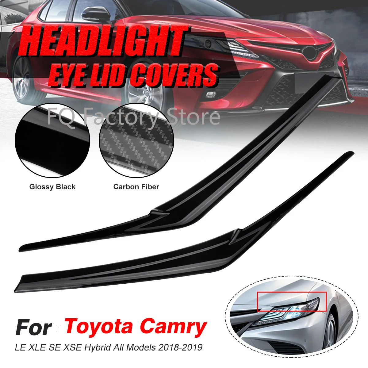 

Car Styling Front HeadLights Eyebrow Eyelids Sticker Trim Cover Exterior Accessories For Toyota Camry 2018 2019 2020 2021+