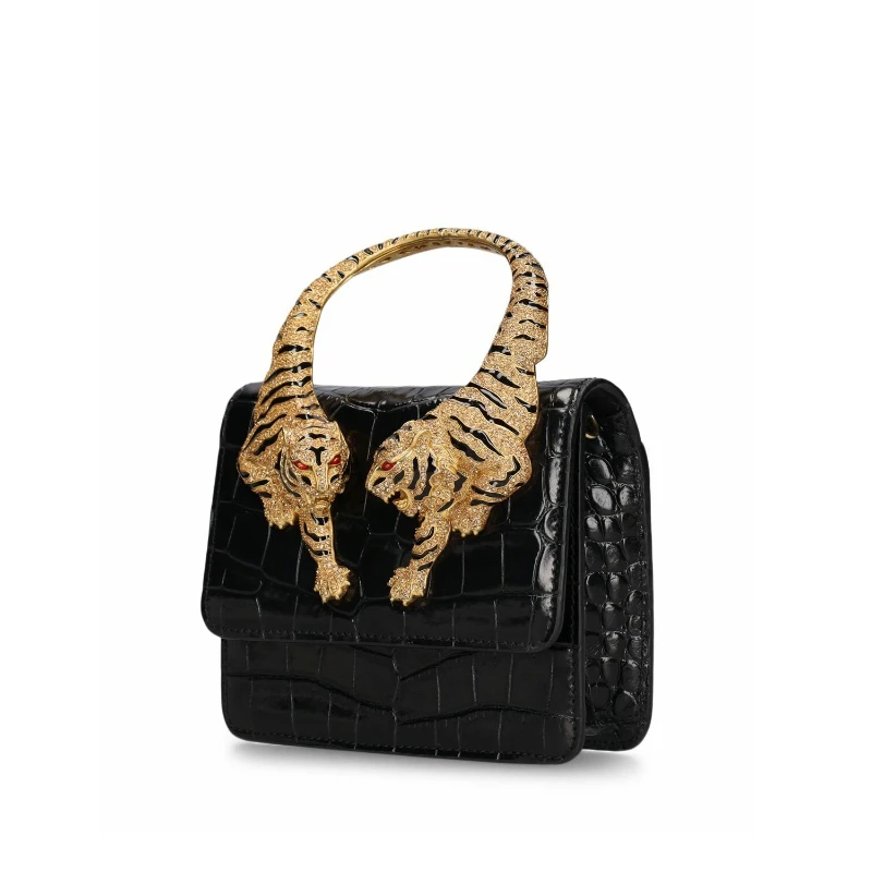 2026 New Luxury Designer Handbag for Women Crocodile Effect Leather Tiger-sculpted Top Handle Fashion Evening Shoulder Bag 5