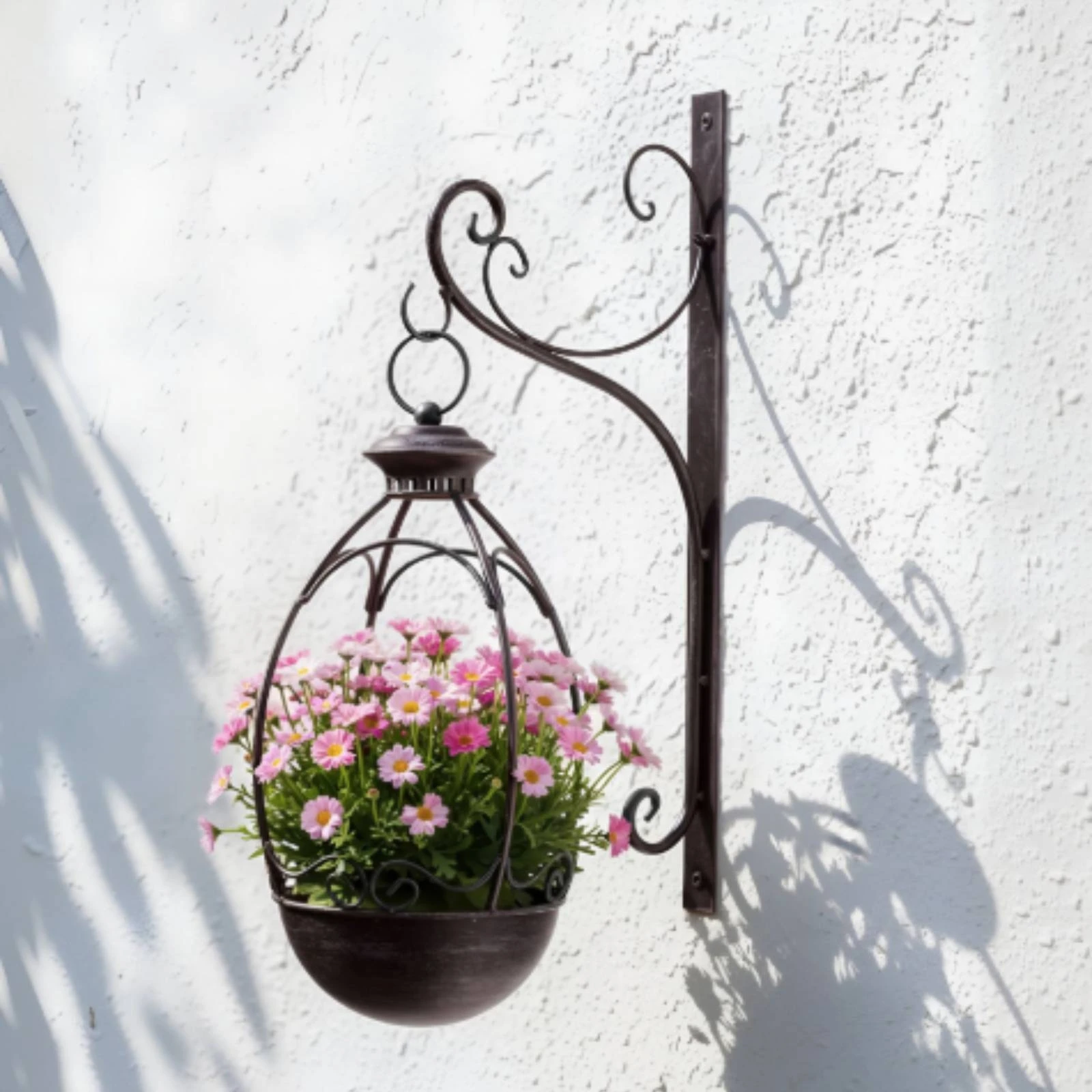 Wall Hanging Planter Scrollwork Lantern Planter Plant Hanger Hook with Bracket Decorative Hanging Basket Wall Hook Heavy Duty view 6