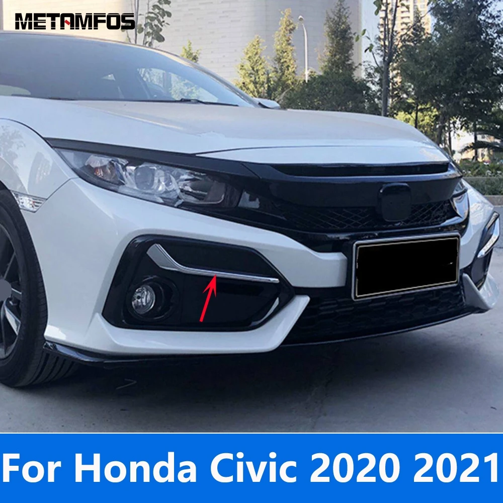 

For Honda Civic 2020 2021 Carbon Fiber Front Fog Light Lamp Cover Trim Foglight Foglamp Eyelid Eyebrow Strip Car Accessories