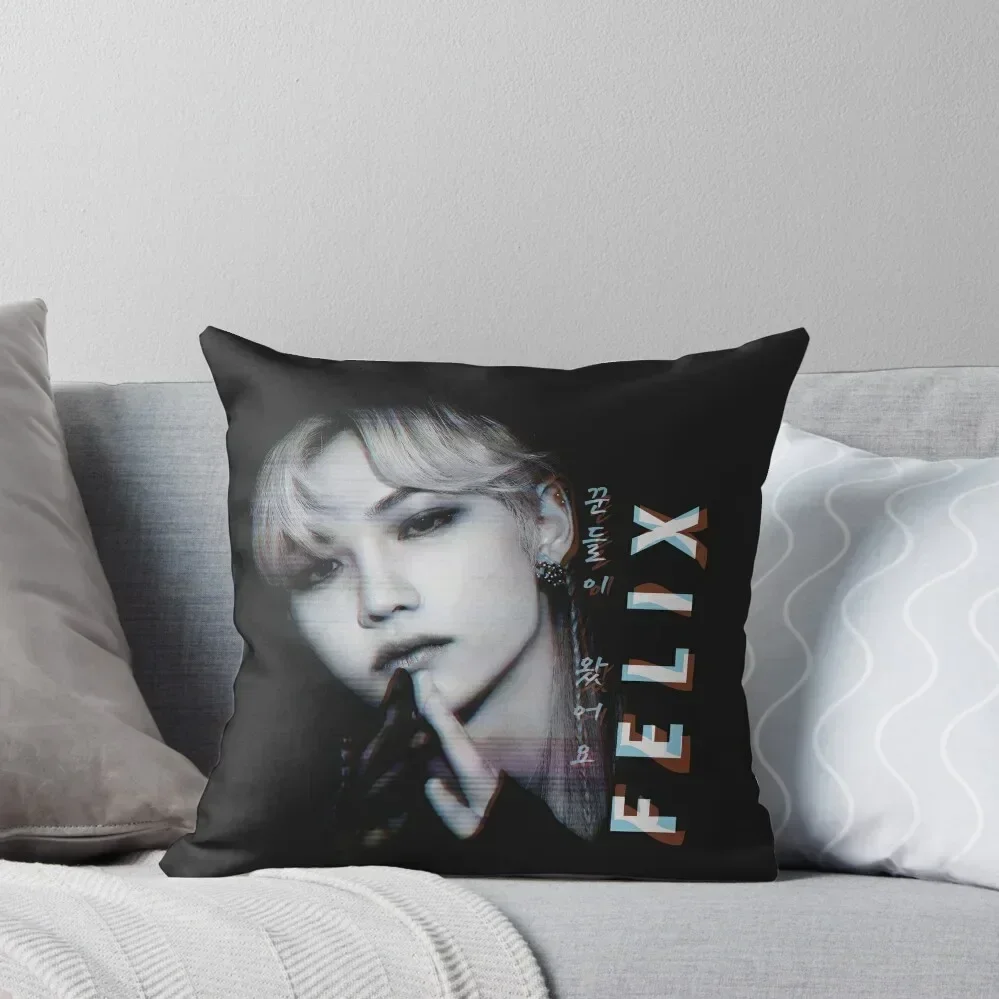 SK Felix Dark Glitch Effect Throw Pillow Christmas Pillows Sofa Cover Pillows Aesthetic pillow