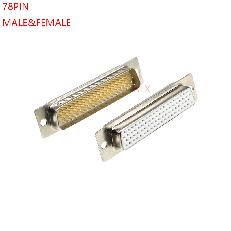 1PCS 3U Gold Plated Solid Pin HDD78 MALE FEMALE CONNECTOR Solder Type D-Sub 78pin serial port Adapter 78 pin 78P