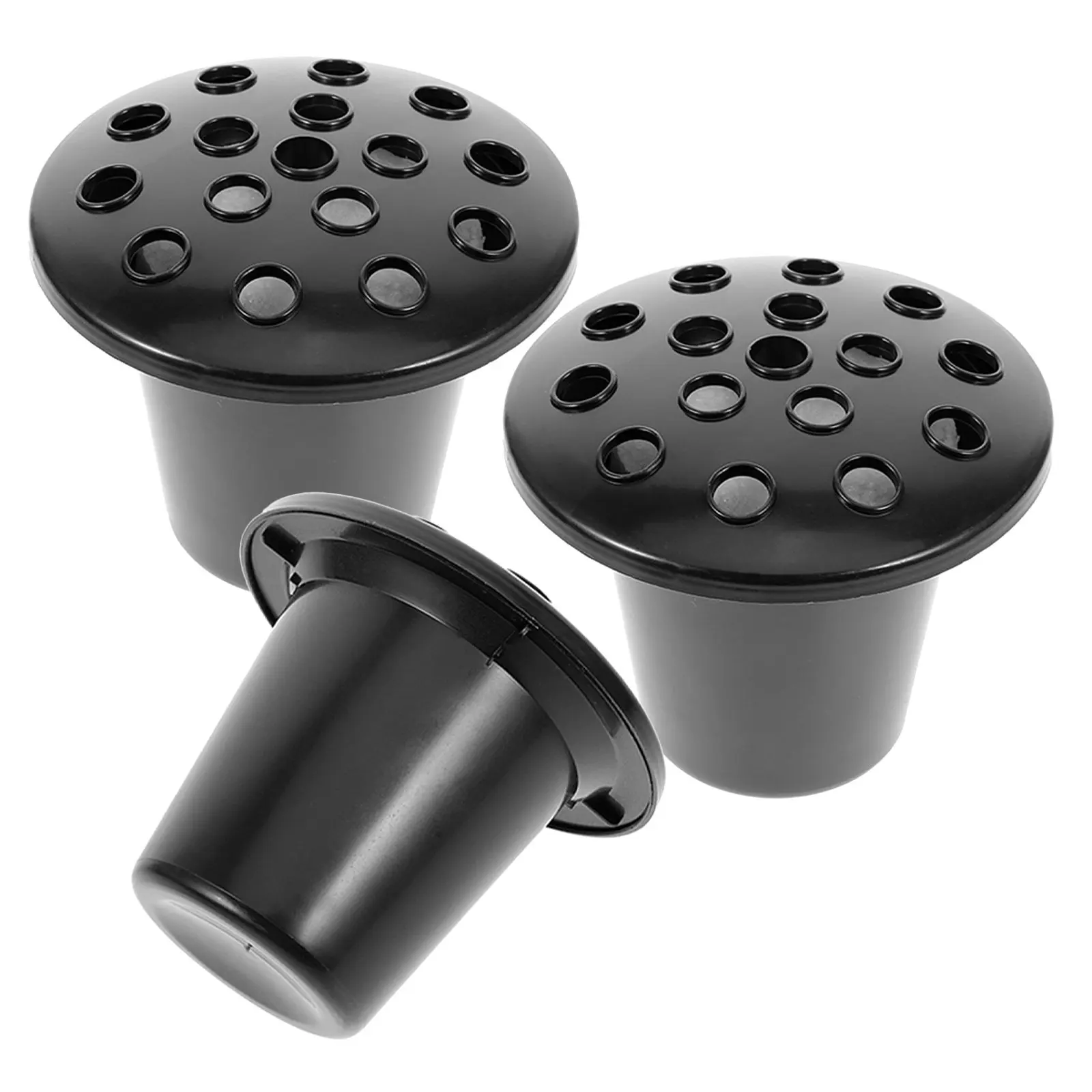 3Pcs Cemetery Lotus Flower Holder Black 16 Holes Grave Vase Inserts Memorial Burial Floral Vase Inserts Outdoor Sympathy Flowers