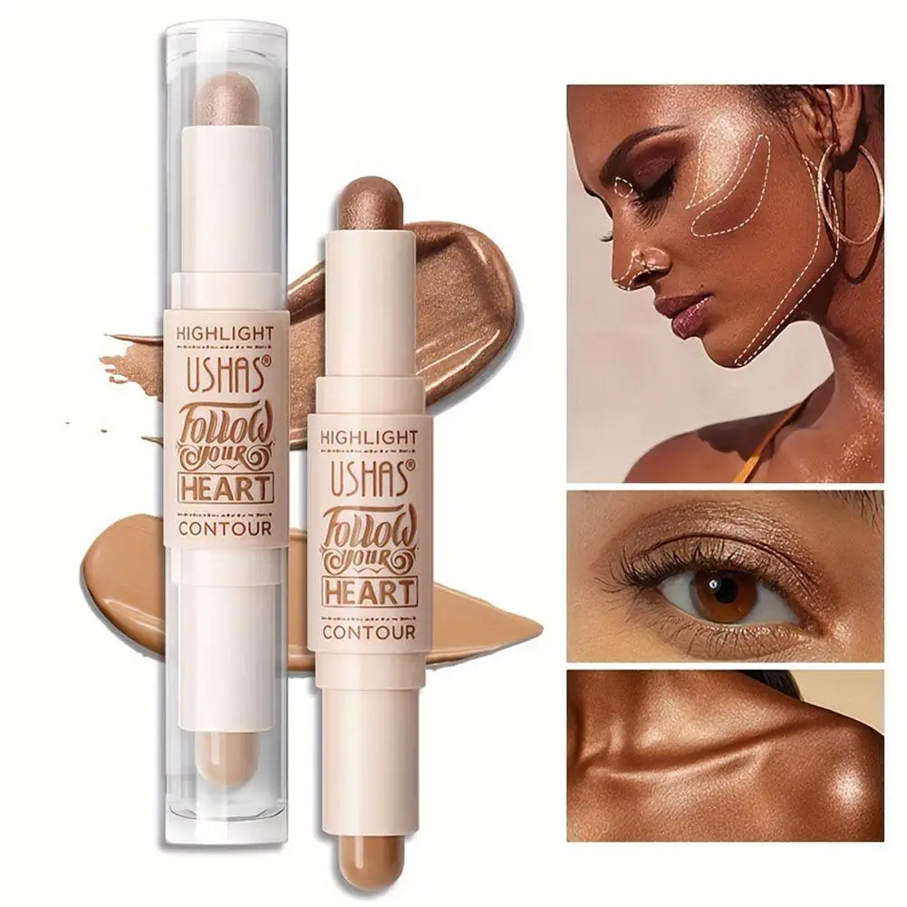 Impermeável Shimmer Bronzers Contour Stick, Face Corrector, Glitter Highlighter, 2 em 1, I4l5