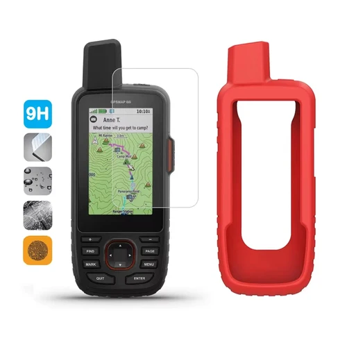 Funda protectora de silicona + Protector de pantalla de vidrio templado 9H, película protectora para Garmin GPSMAP 66i 67i, accesorios GPS de mano