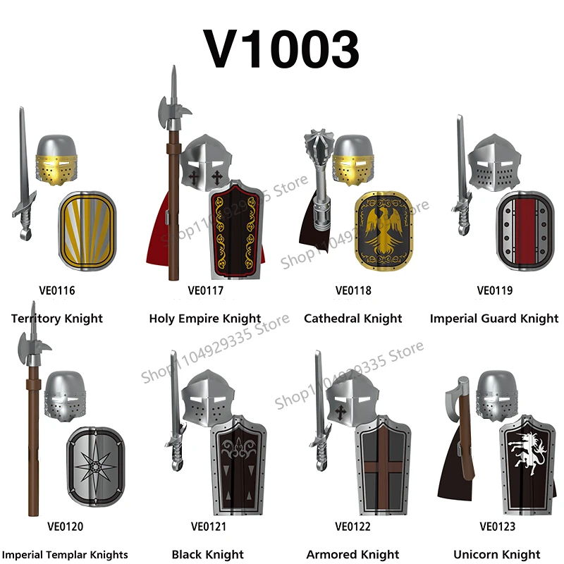 DY331-DY333 M141-M143 Cavaleiros Militares Medievais Blocos de Construção Cavalaria Gótica Armadura Warhorses Figuras Acessórios Tijolos Brinquedos