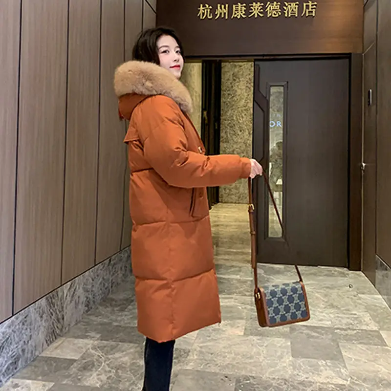 Women's Cotton Coat Mid-length Student Slimming Petite Winter Outerwear Women's Cotton Coat Below The Knee Bread Coat  Parkas