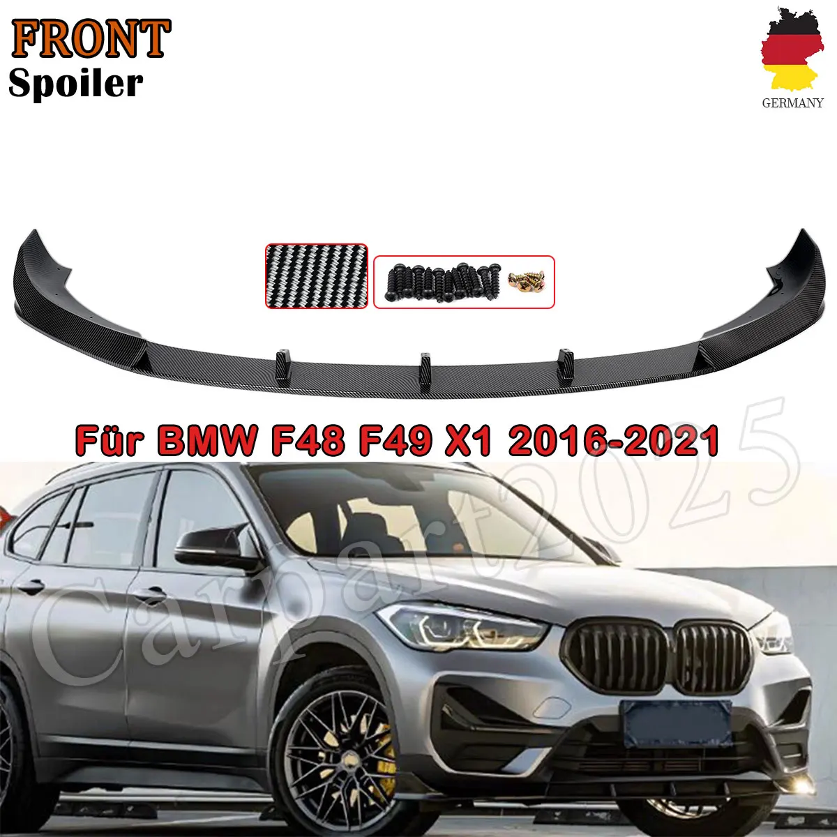 

Front Bumper Splitter Lip Carbon Look For 2016-2021 BMW F48 F49 X1 AC Style Lip