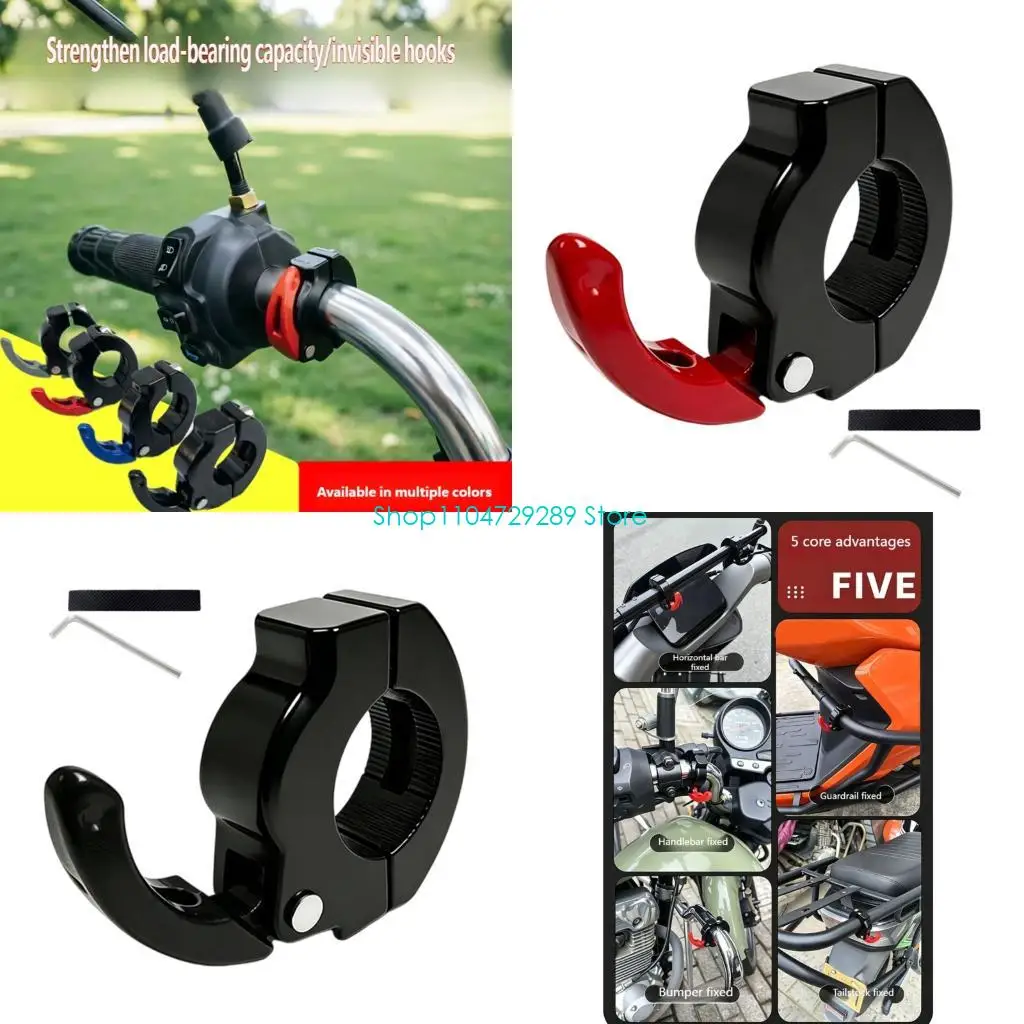 D8KE Motorbike Handlebar Bag Hook with Aluminum Clamp and Rubber Pad for Short Trips
