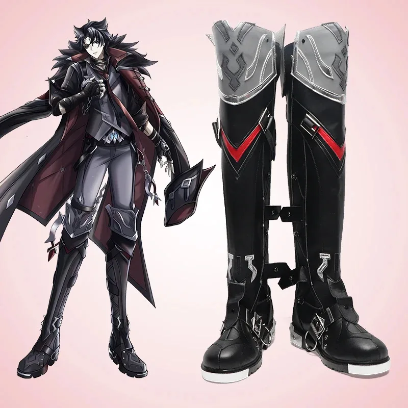 

Игра аниме Genshin Impact Wriothesley обувь для косплея черные ботинки Хэллоуин Aksesori Dibuat Sesuai Pesanan