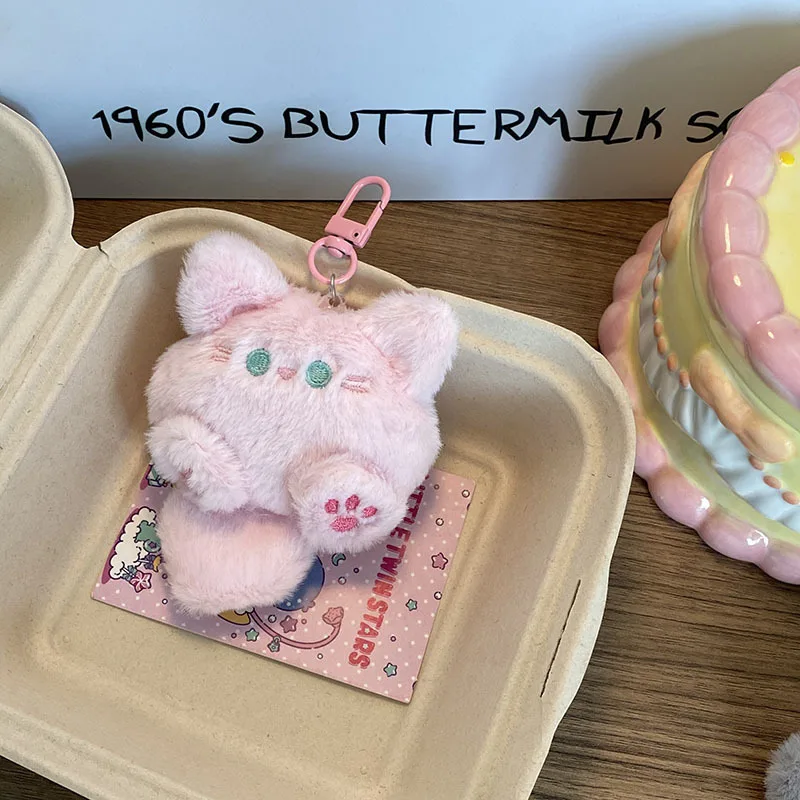 LLavero de peluche suave Kawaii, bonito llavero con colgante de muñeco de gato, mochila para niñas, llavero colgante, juguetes, regalos decorativos para parejas
