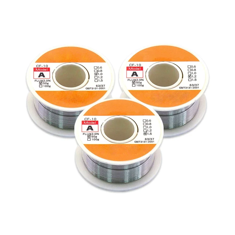 Lead-Free Solder Wire 1mm/1.2mm/1.5mm Flux-Core Solder 50G Tin Lead Tin Wire Melt Rosin Core Solder Soldering Wire Roll No-Clean