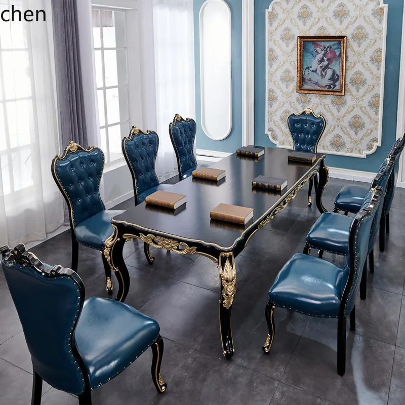 Solid Wood Rectangular Conference Table Extended Ancient Style Table