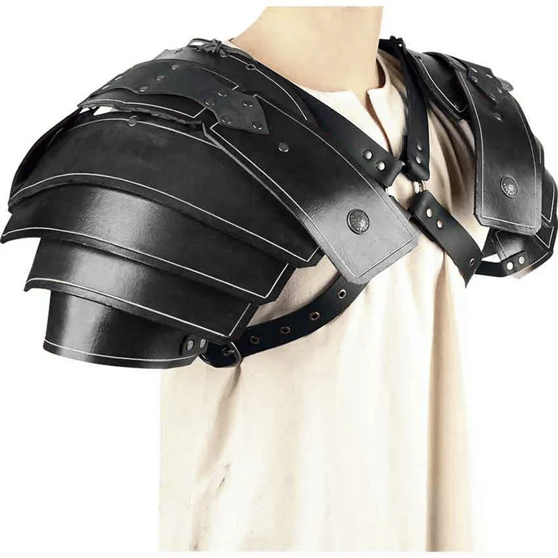 Medieval Viking Knight Gladiator Shoulder Armor Pauldrons Steampunk Gothic Leather Harness Spaulder LARP Samurai Cosplay Costume