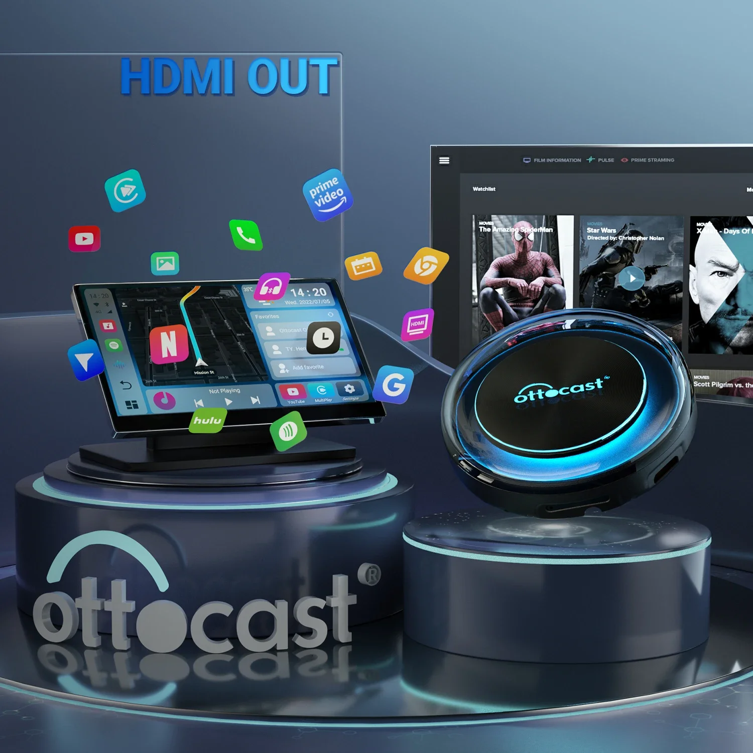 Ottocast Wireless Android Car Android10 CarPlay ai box 4+64G Youtube Android box the car intelligent system