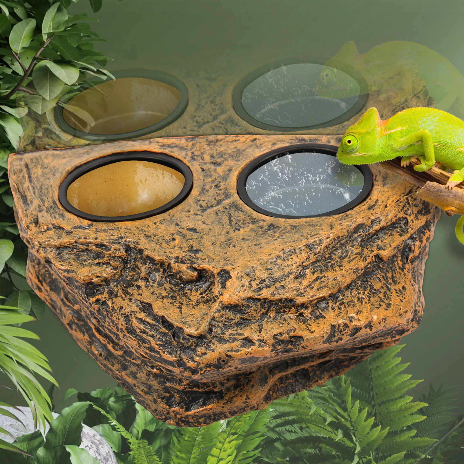 Magnetic Reptile Feeder Ledge Reptile Food Water Dish With 4 Bowl Gecko Lizards Tree Frogs Chameleons Tank Feeder Ledge