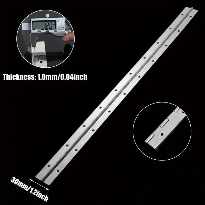 Dobradiças de piano pretas, 8 polegadas, 10 polegadas, 12 polegadas, 16 polegadas, 20 polegadas, dobradiça contínua de aço inoxidável resistente, móveis de armário, 6-20 polegadas