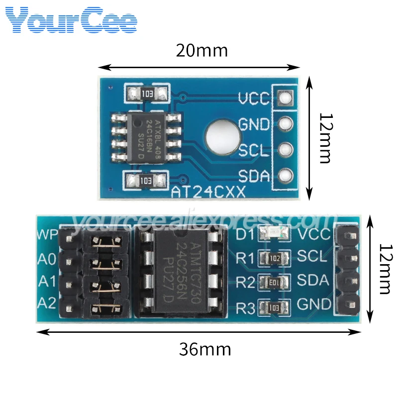5pcs/1pc EEPROM Memory Module AT24C02 AT24C04 AT24C08 AT24C16 AT24C32 AT24C64 AT24C128 AT24C256 I2C IIC interface for arduino