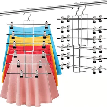 바지 미끄럼 방지 금속 행어 클립, 의류 보관 랙 거치대, 6 층 옷 행거, 다층 스커트 바지 행어 