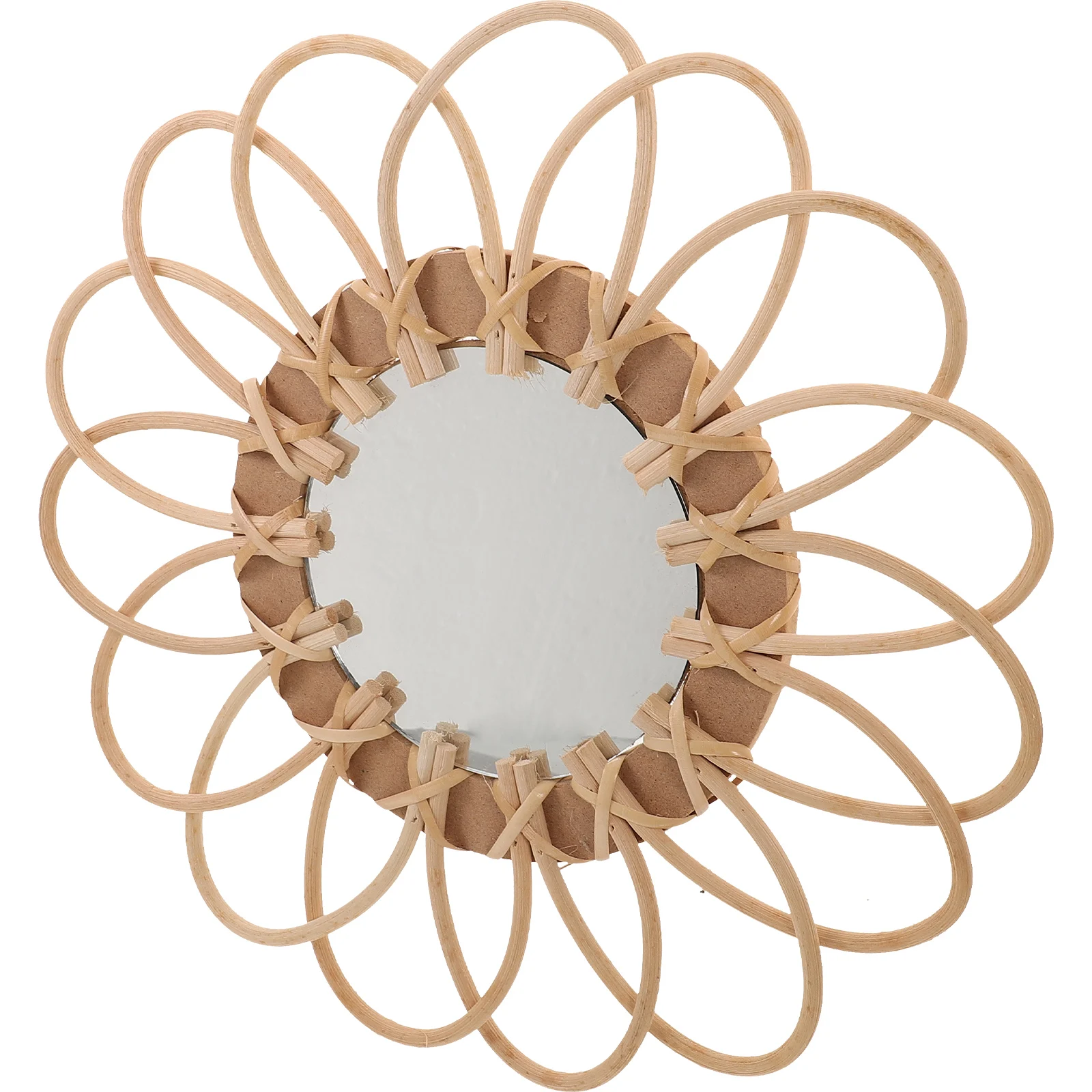 مرآة زخرفية من الخيزران بوهو جدار الغرور المنسوجة معلقة الحمام مرآة كبيرة للمنزل عنبر واضح انعكاس عملي