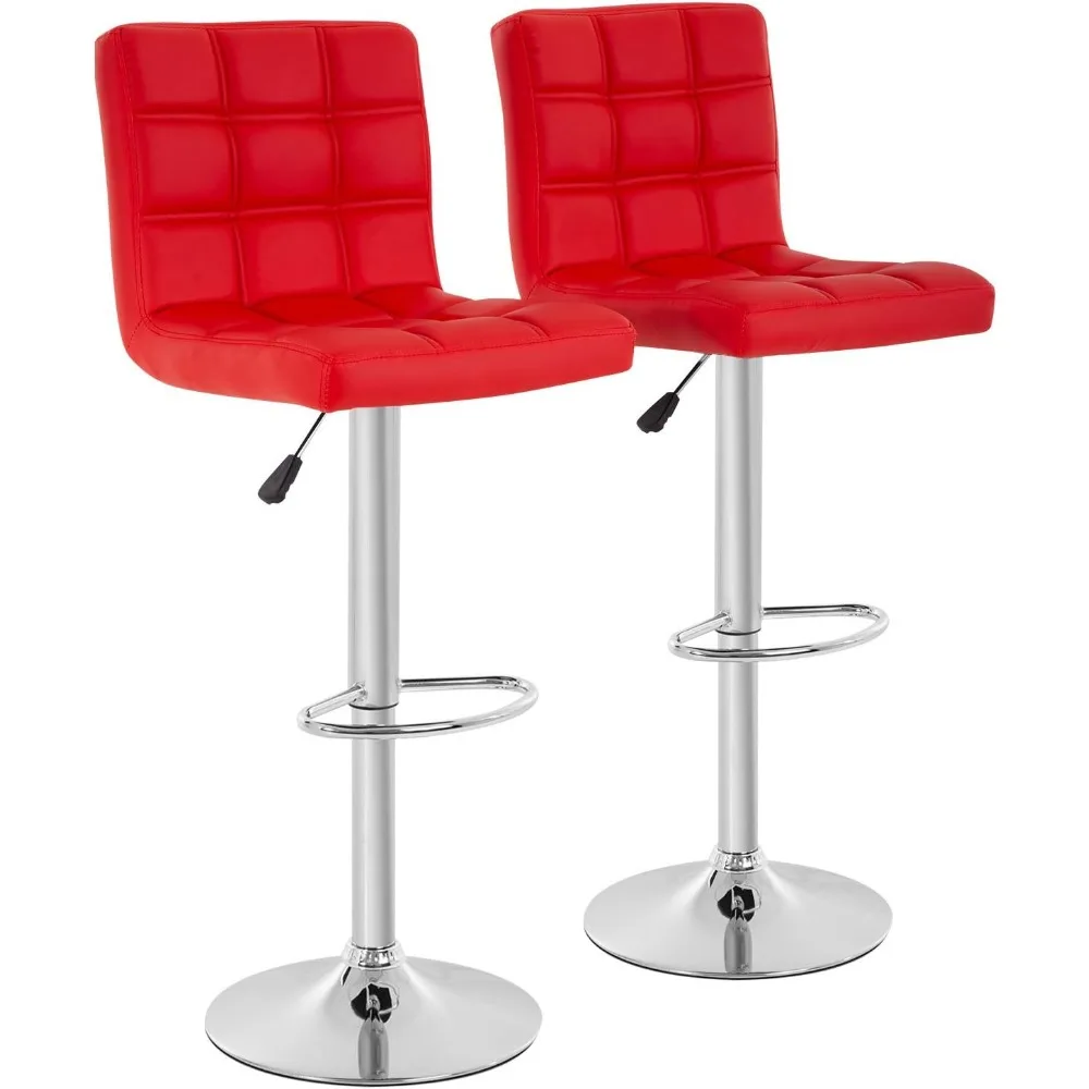 Modern Bar Stool Set of 2 Barstools Height Adjustable Counter Height Swivel Bar Stool PU