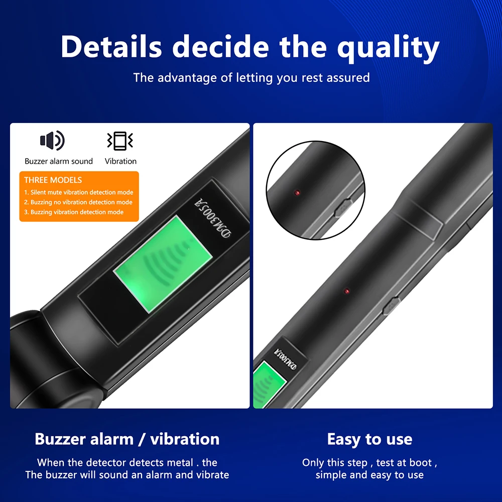 DM3005A Portable Metal Detector Foldable Handheld Metal Detector Beeping Vibration Warning High Sensitivity Scanning Instrument