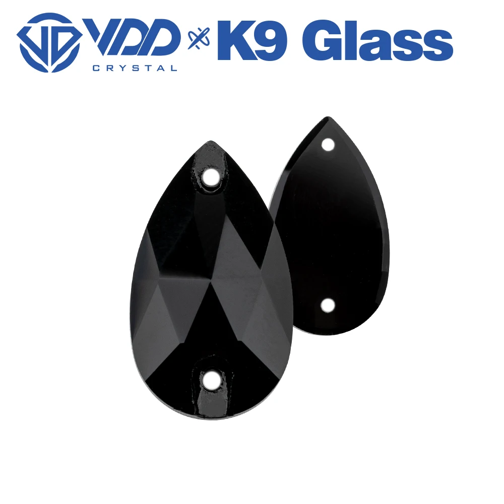 VDD S102 Jet Pear Top Quality K9 Glass Sew On Rhinestones Crystal Flatback Sewing Strass Stones Garment Dress DIY Accessories