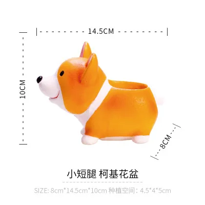 Corgi Planter Resin Crafts – Adorable Home Garden Decor, Cute Corgi Flower Pot Ornament