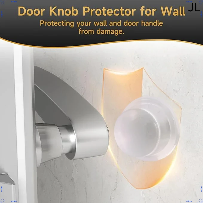 Door Stopper Wall Protector with Silicone Head, Aluminum Door Knob Wall Protector, Spring Shock Absorption Technology