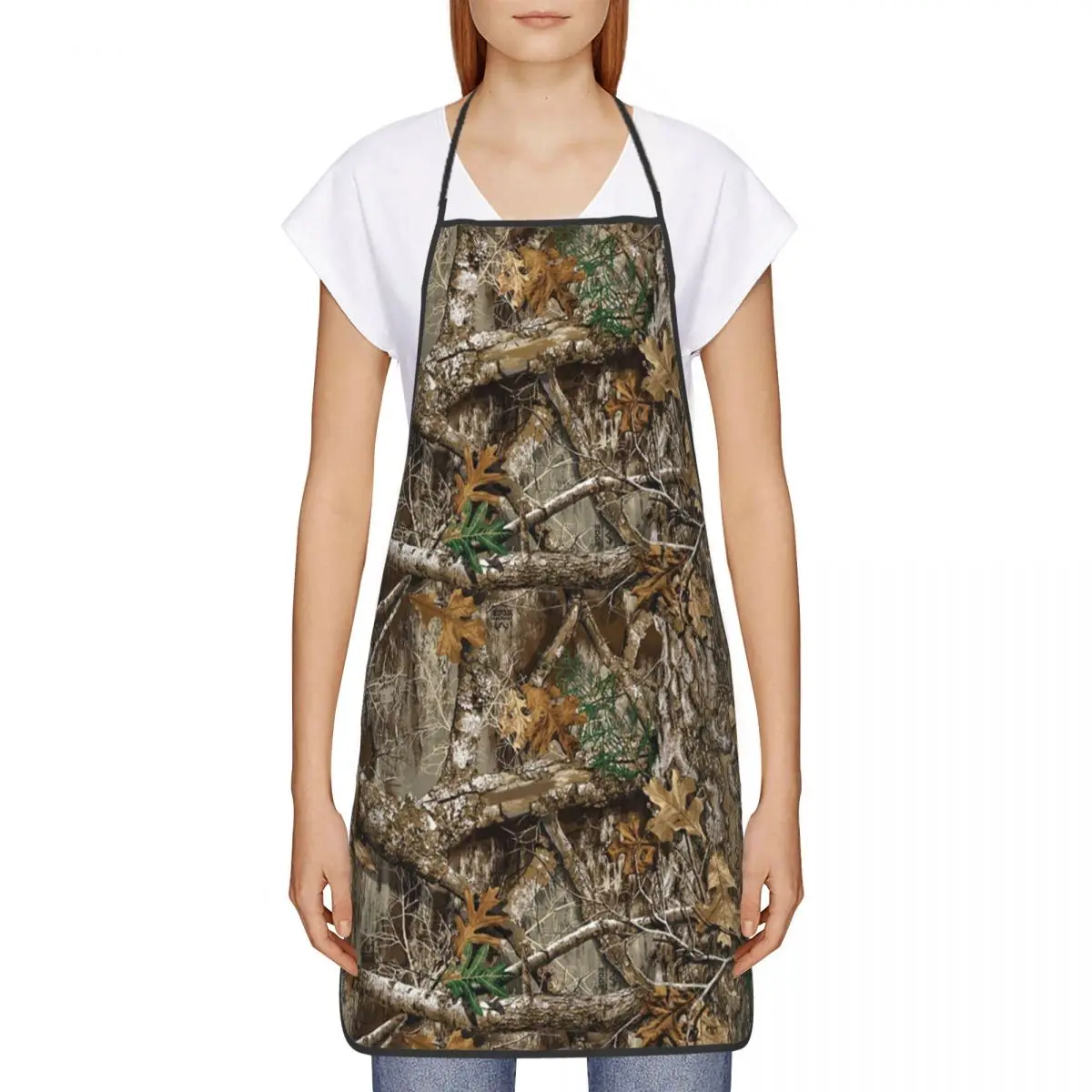 Custom Unisex Real Tree Camouflage Camo Pattern Kitchen Chef Cooking Baking Apron Women Men Tablier Cuisine for Gardening