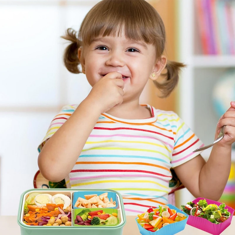 8PCS Silicone Lunch Box Dividers For Children Kids School Food Dividers For Bento Box Silicone Cupcake Liners Mold Baking Tools. view 2