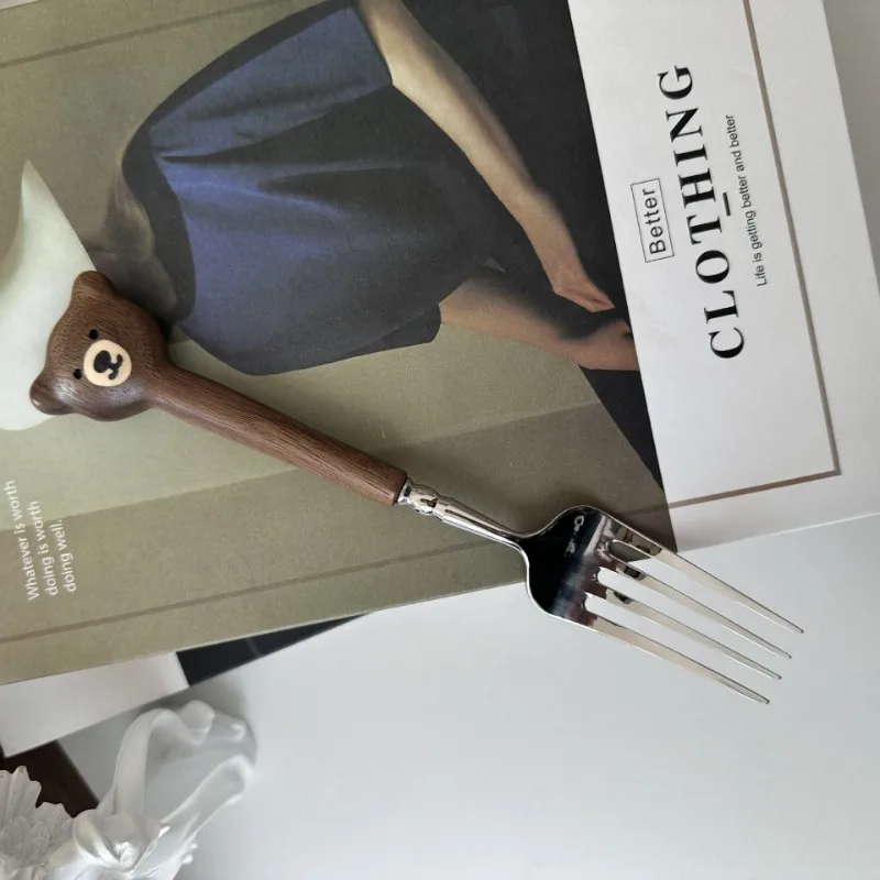 Dinner Western food spoon fork knife cake steak black walnut stainless steel