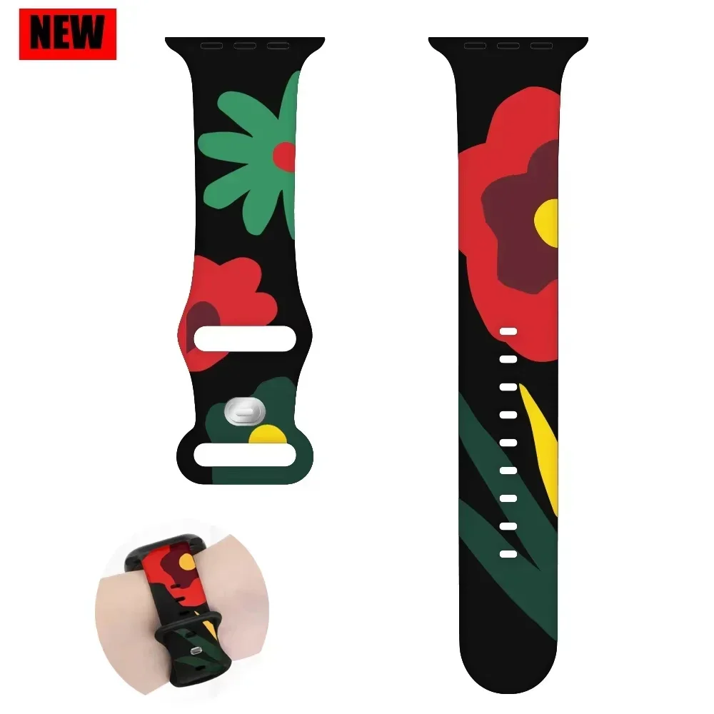 Printed straps For Apple Watch Band 44mm 45mm 46mm 42mm Ultra 2 49mm 41mm 40mm Black Unity Sport bracelet iWatch 10 9 8 7 6 5SE